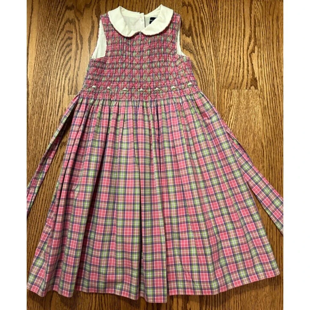 Ralph Lauren Girls Plaid Dress Rare Find size 5 Sleeveless 100% Cotton